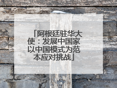 阿根廷驻华大使：发展中国家以中国模式为范本应对挑战